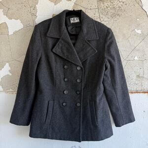 Vintage Peacoat Double Breasted‎ Gray Wool Jacket MDP Mario De Pinto Made in USA